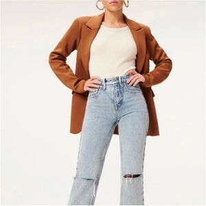Good American Scuba Fitted Blazer in the color Burnt Caramel 2XL